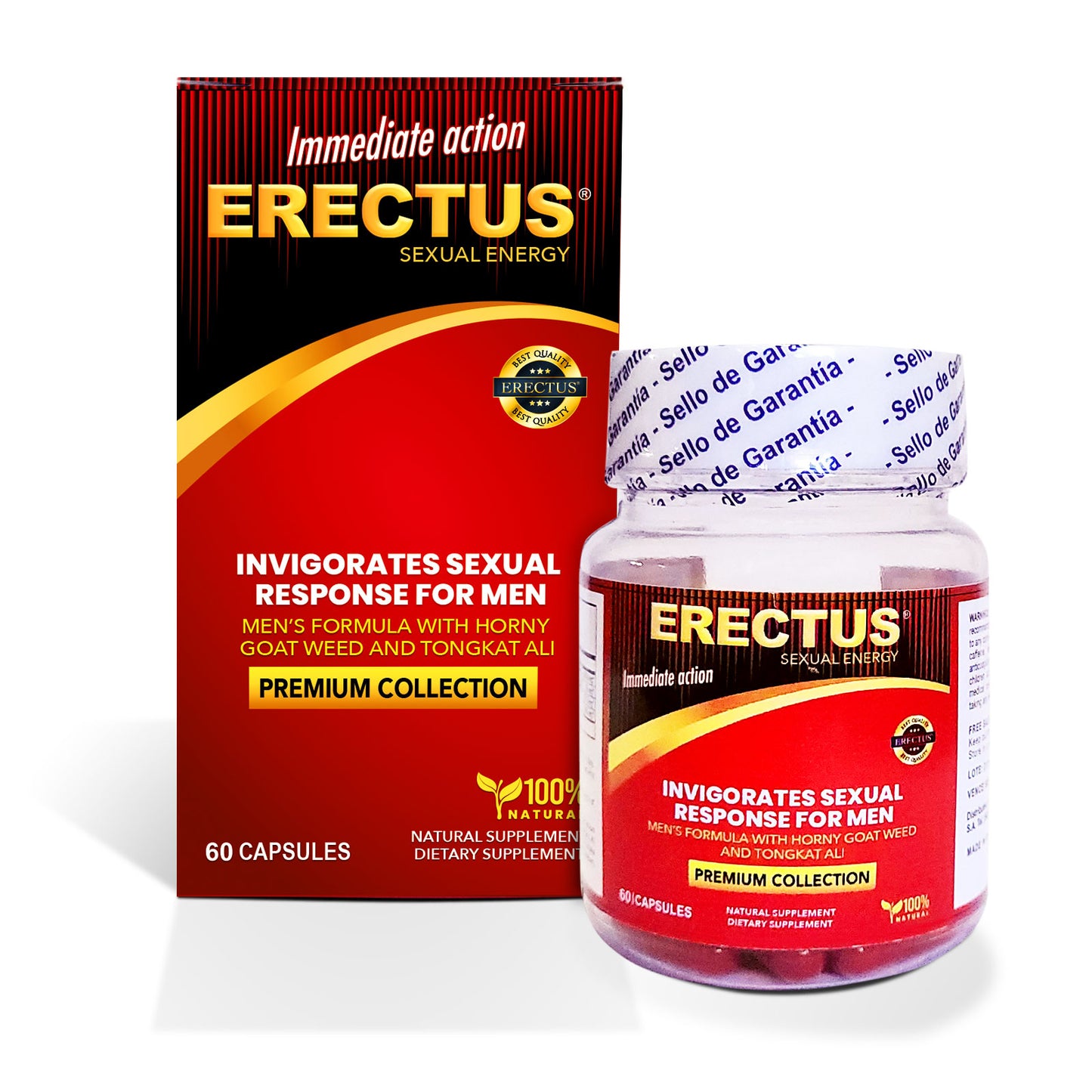 Erectus Premium Collection Natural Supplement Capsules made with Horny Goat Weed and Tongkat Ali